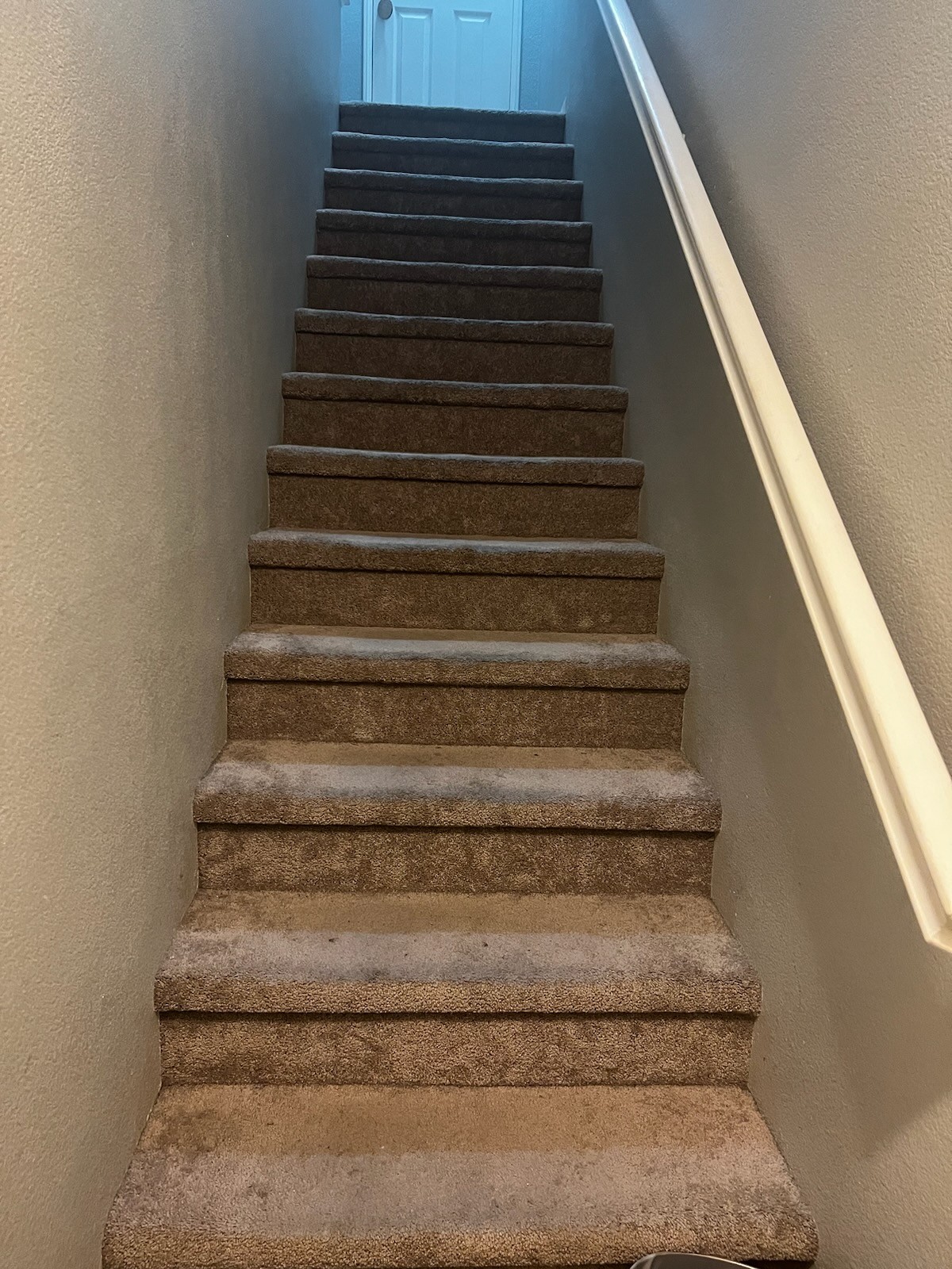 Old carpeted staircase before replacement
