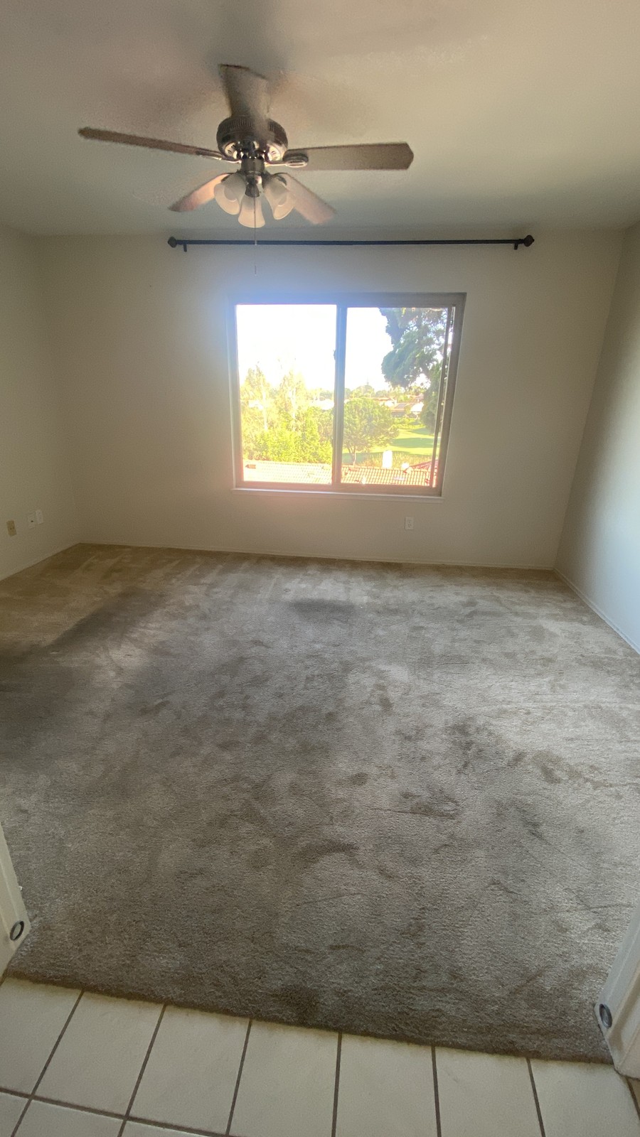 Old, worn carpet before replacement